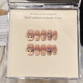 Peachy Cat‘s Eye French Tip Hand-Painted Press-On Nails