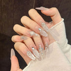 Hand-Painted Mermaid Tail Cat’s Eye Press-On Nails