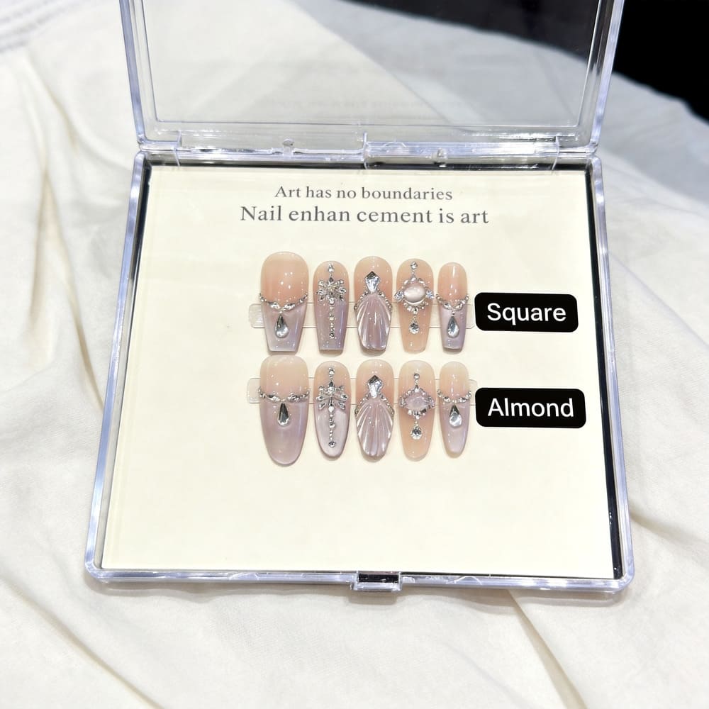 Hand-Painted Mermaid Tail Cat’s Eye Press-On Nails